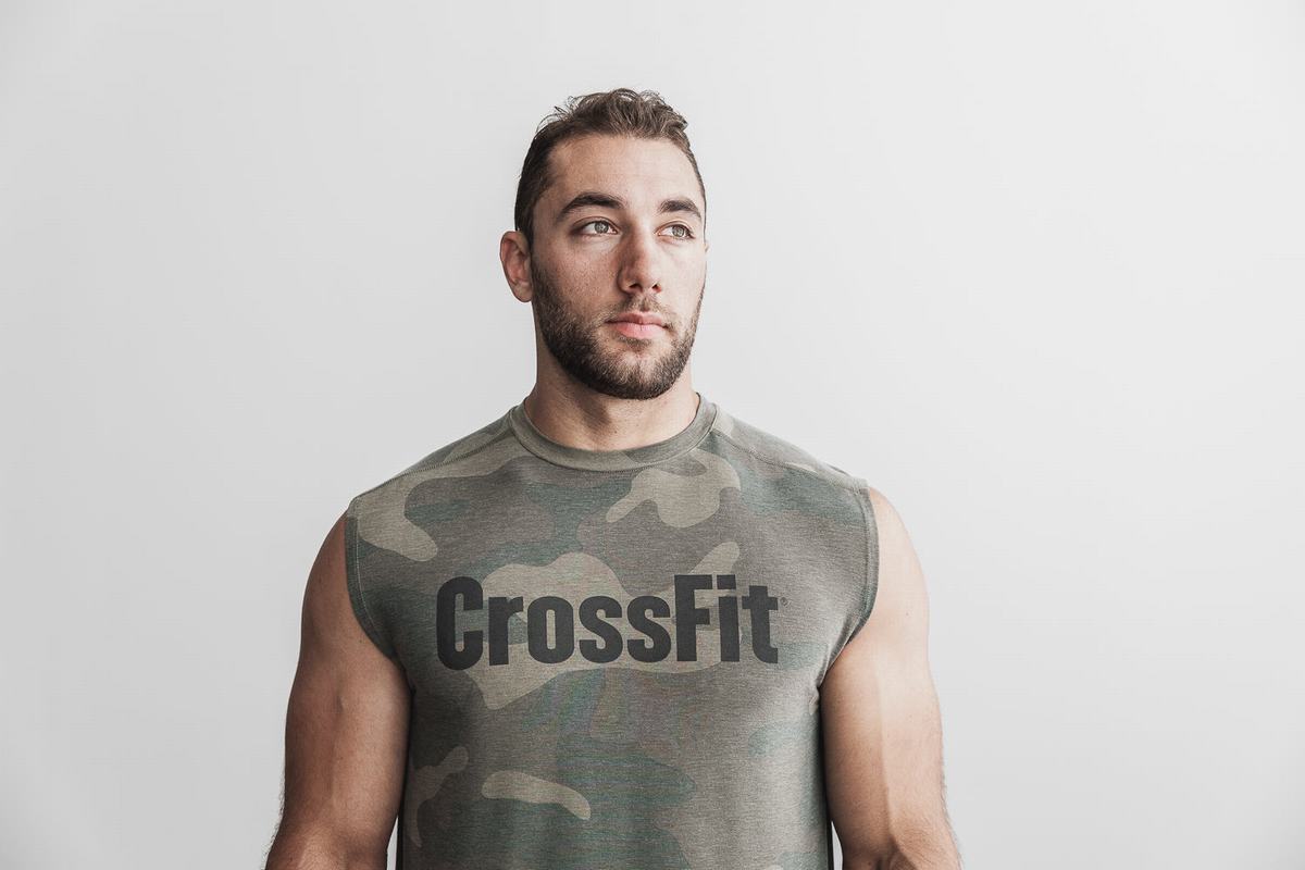 T-Shirt Nobull Crossfit® Sans Manches Homme Vert Camouflage | FM6071253
