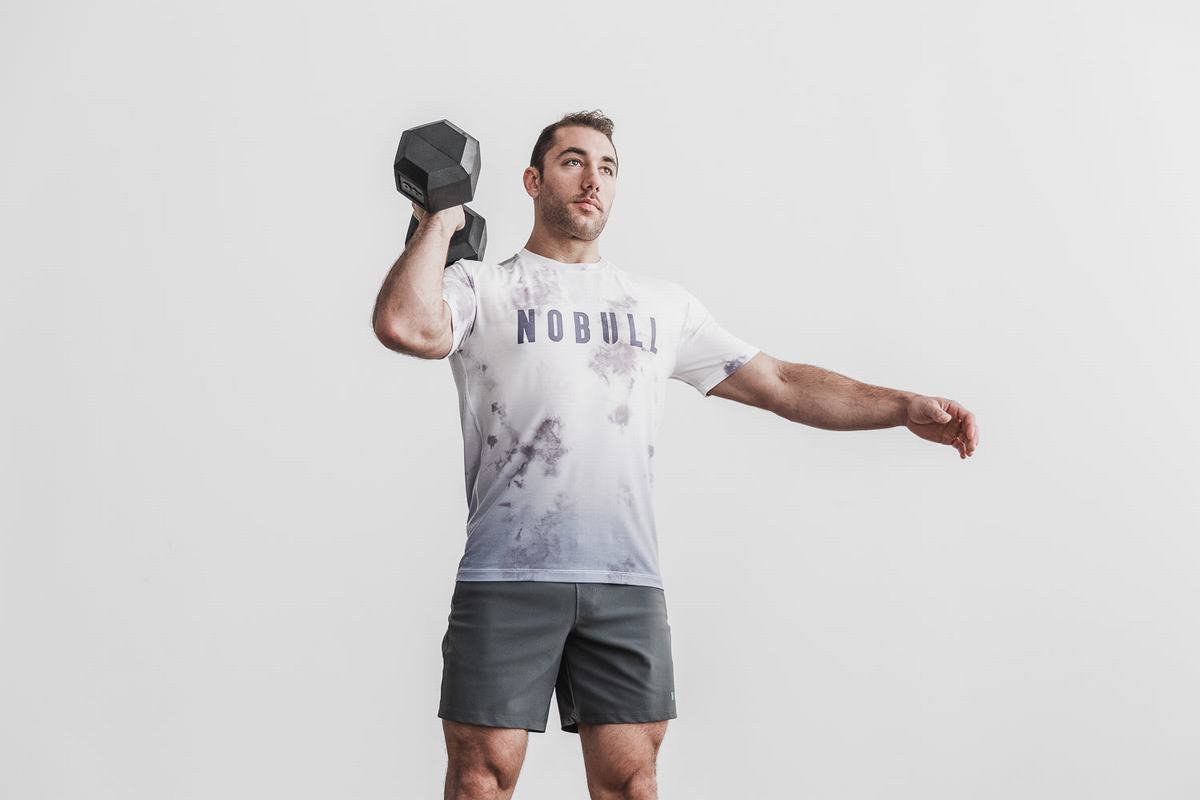 T-Shirt Nobull Dip-Dye Homme Blanche | PU8479032