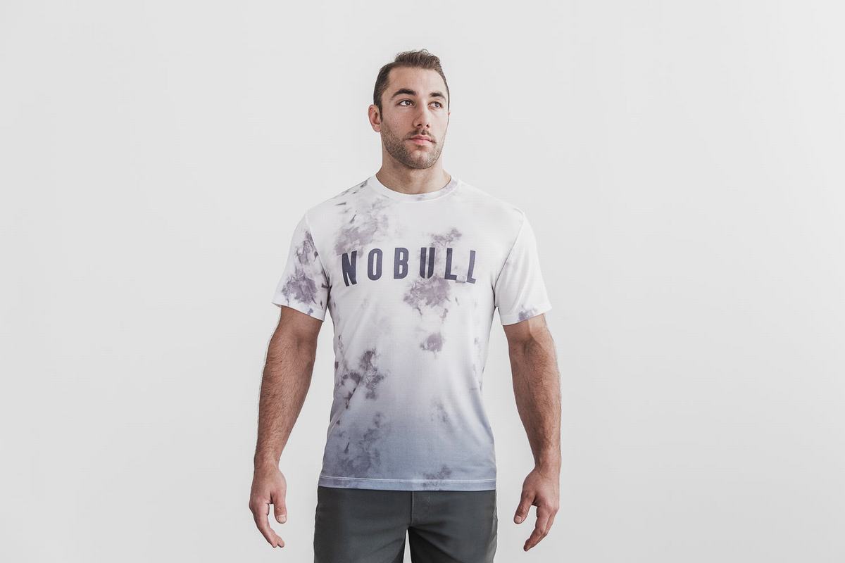 T-Shirt Nobull Dip-Dye Homme Blanche | PU8479032