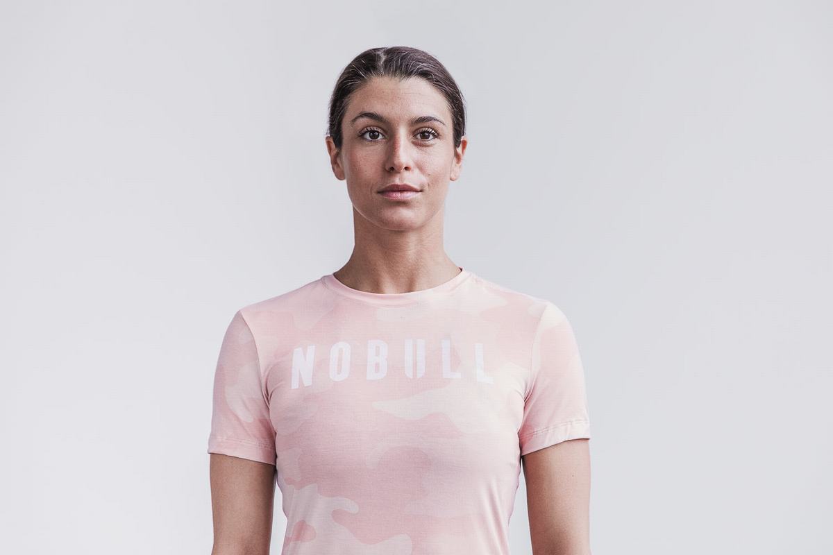 T-Shirt Nobull Femme Rose Camouflage | WQ7149230