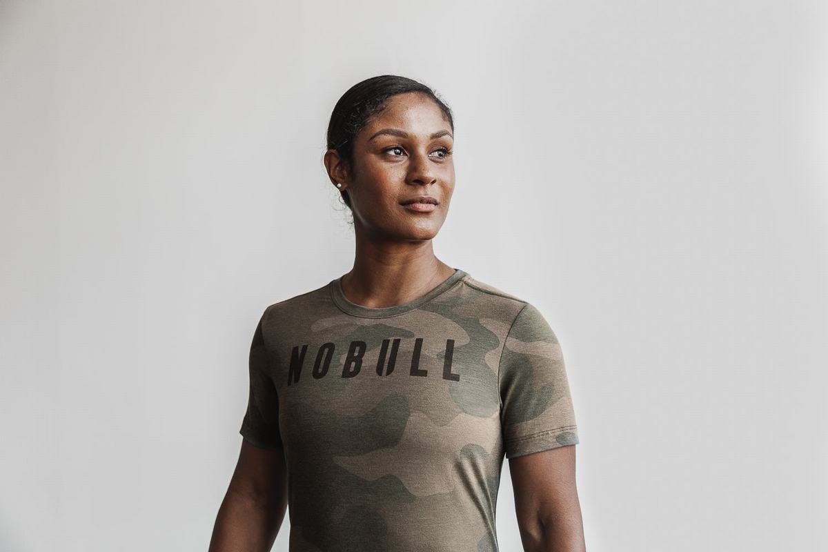 T-Shirt Nobull Femme Vert Camouflage | YN0174983