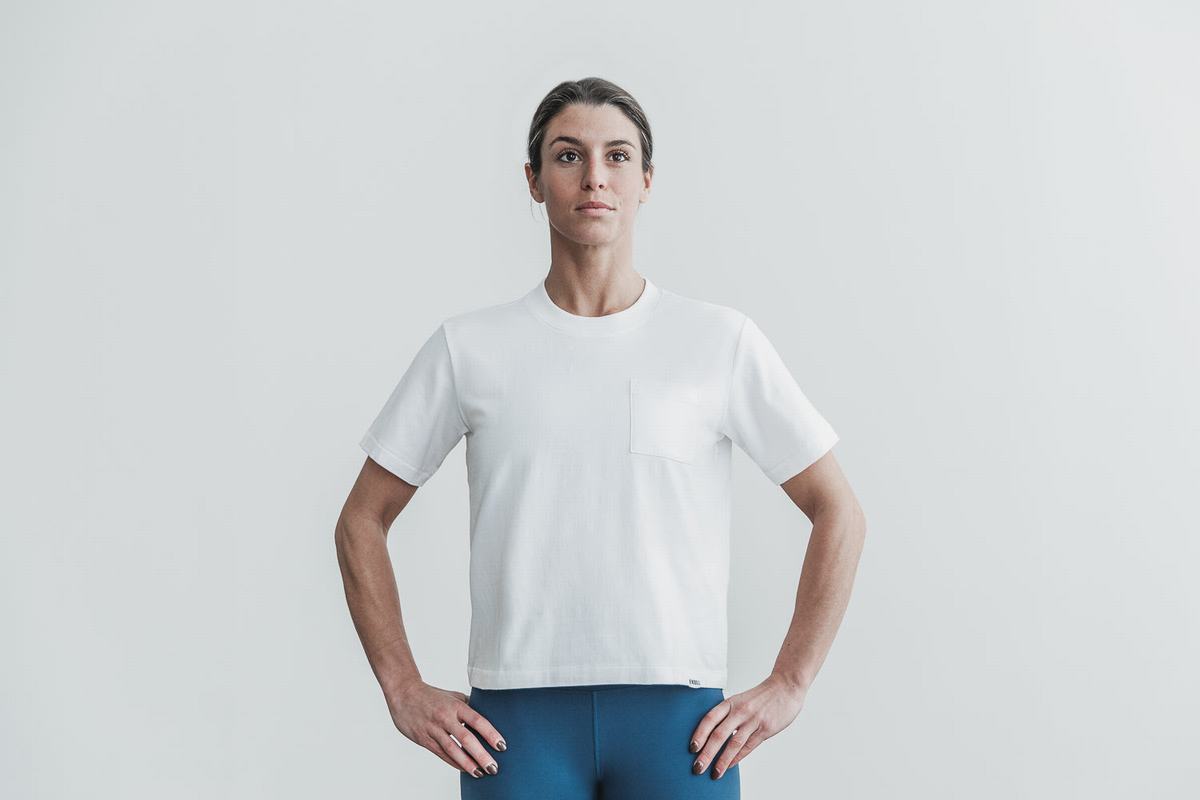T-Shirt Nobull Heavyweight Pocket Boxy Femme Blanche | XO9528031