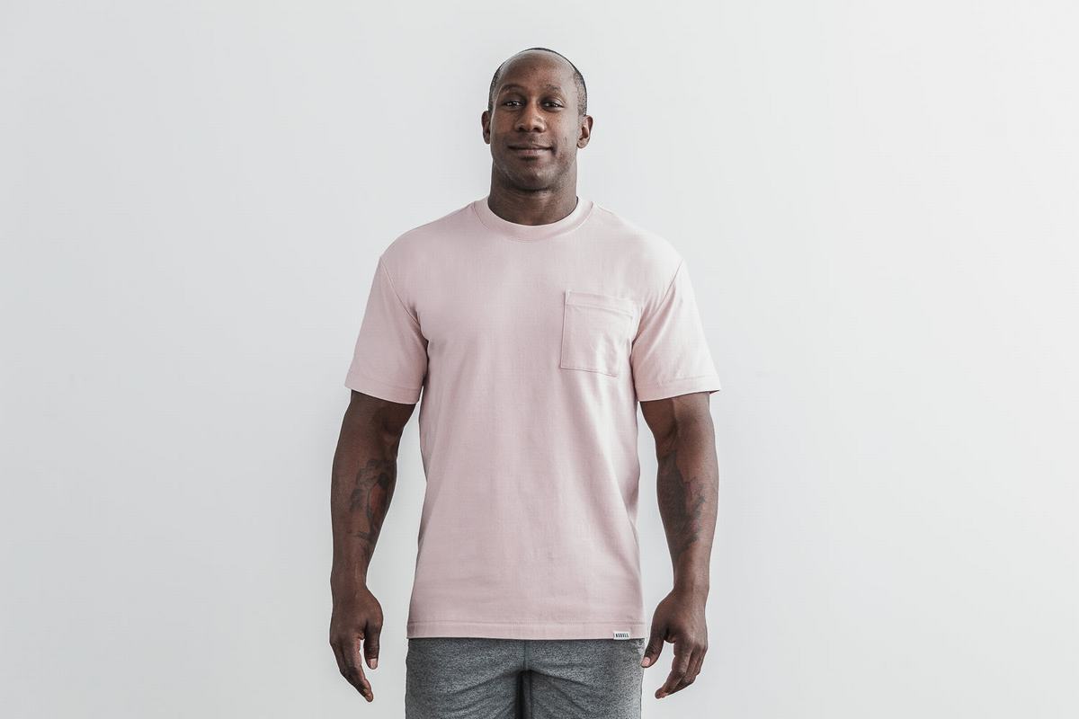 T-Shirt Nobull Heavyweight Pocket Homme Rose | AZ0356947
