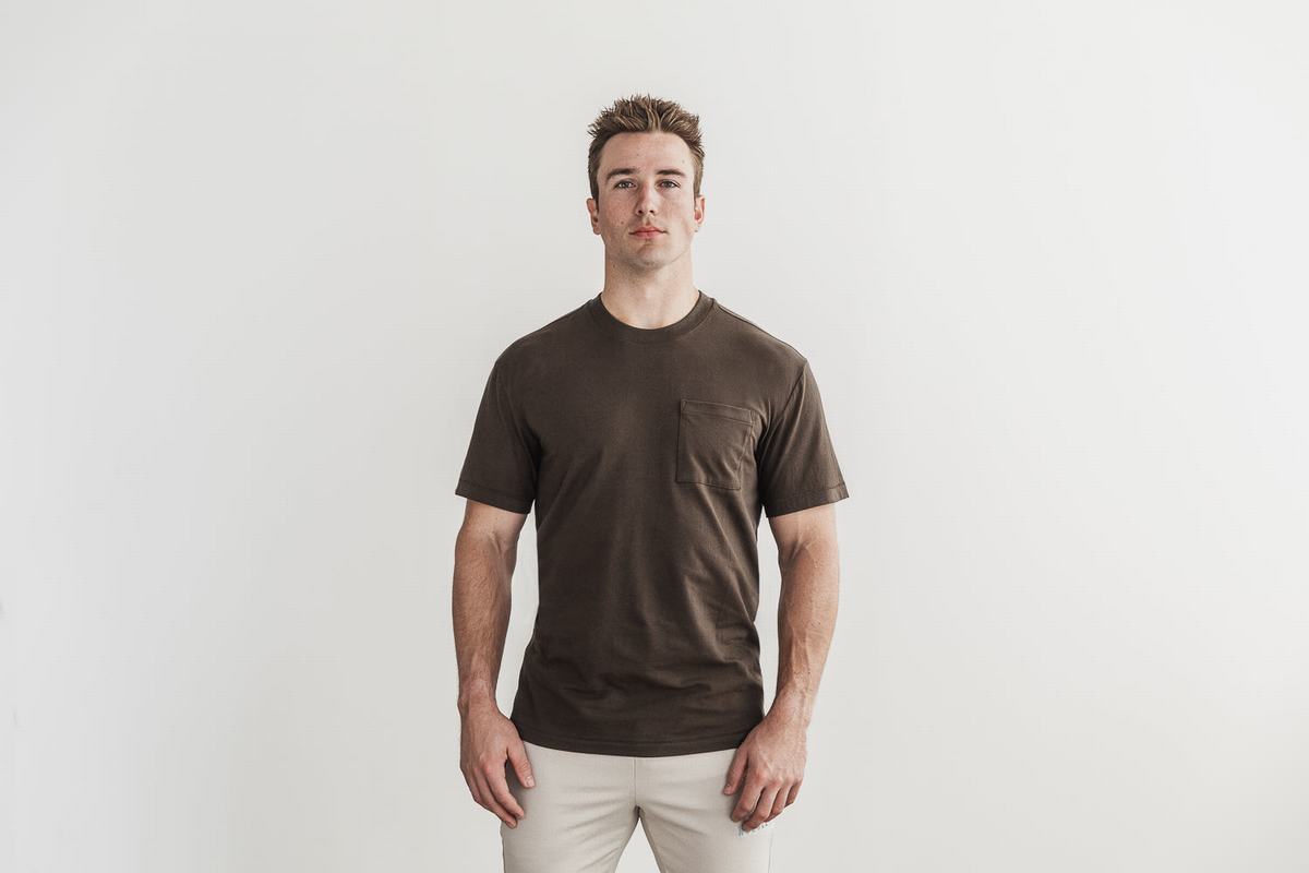T-Shirt Nobull Heavyweight Pocket Homme Chocolat | KW0573916