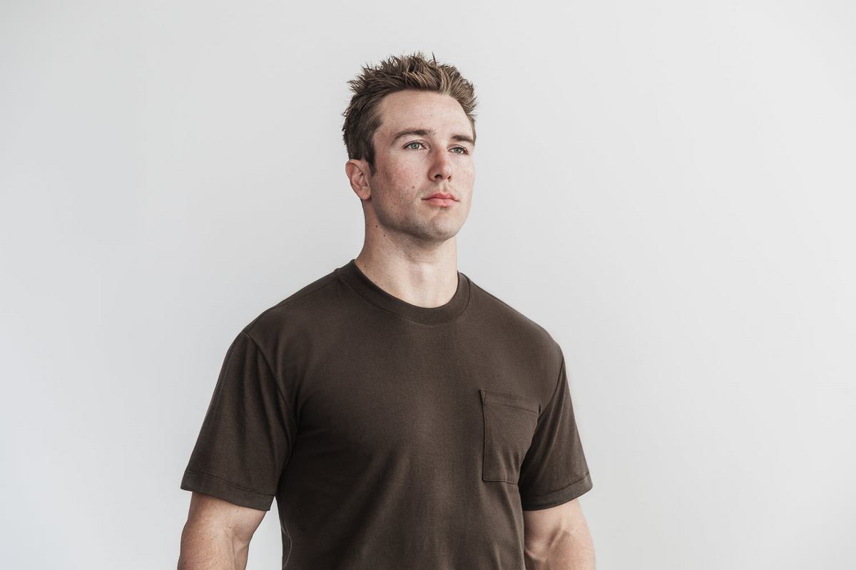 T-Shirt Nobull Heavyweight Pocket Homme Chocolat | KW0573916