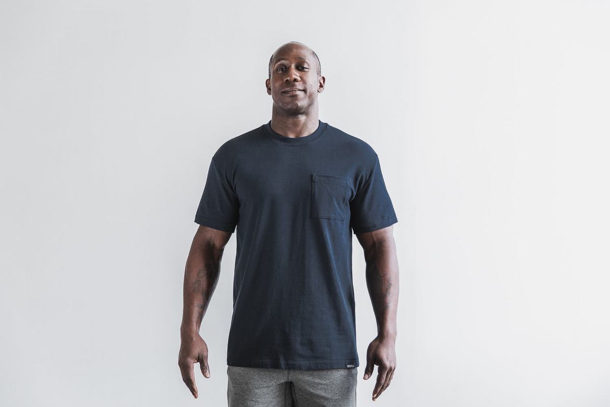 T-Shirt Nobull Heavyweight Pocket Homme Bleu Marine | OF4058763