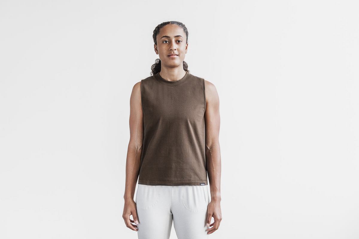 T-Shirt Nobull Heavyweight Sans Manches Femme Chocolat | FP3278041