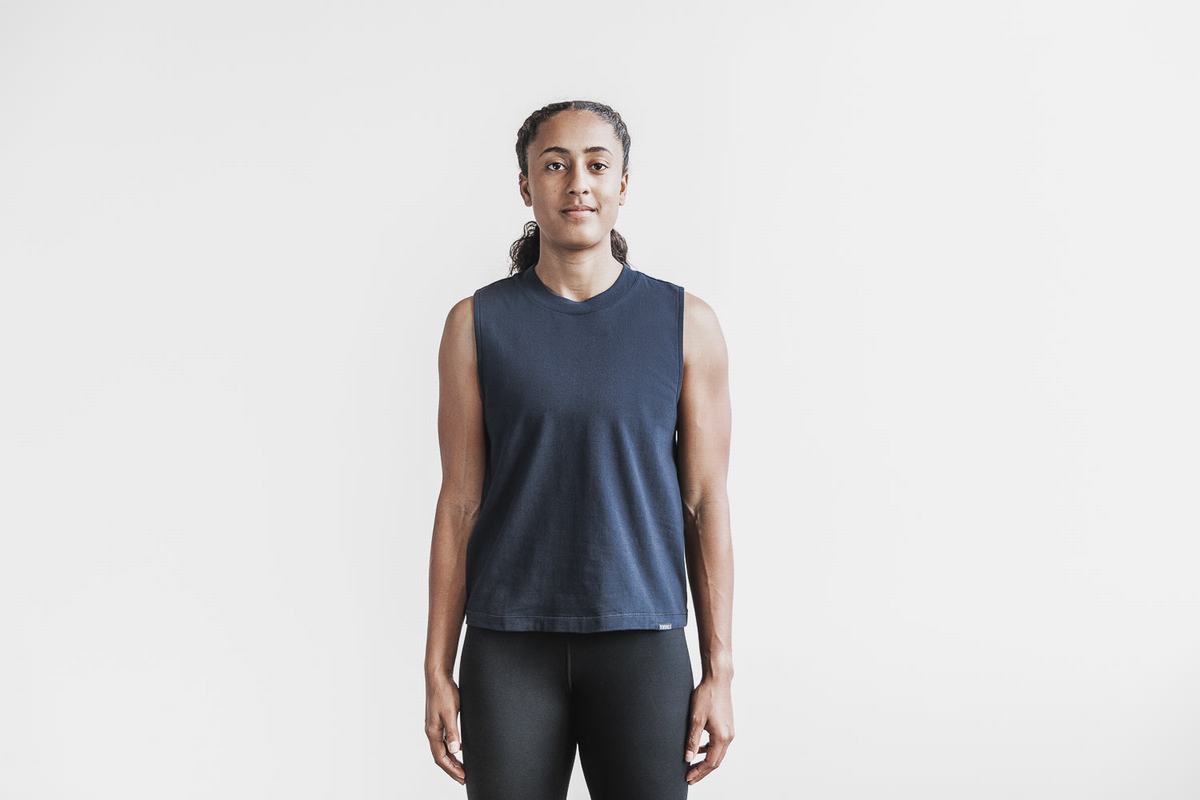 T-Shirt Nobull Heavyweight Sans Manches Femme Bleu Marine | KC7451098