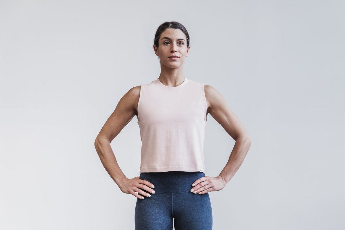 T-Shirt Nobull Heavyweight Sans Manches Crop Femme Rose | NS9531647