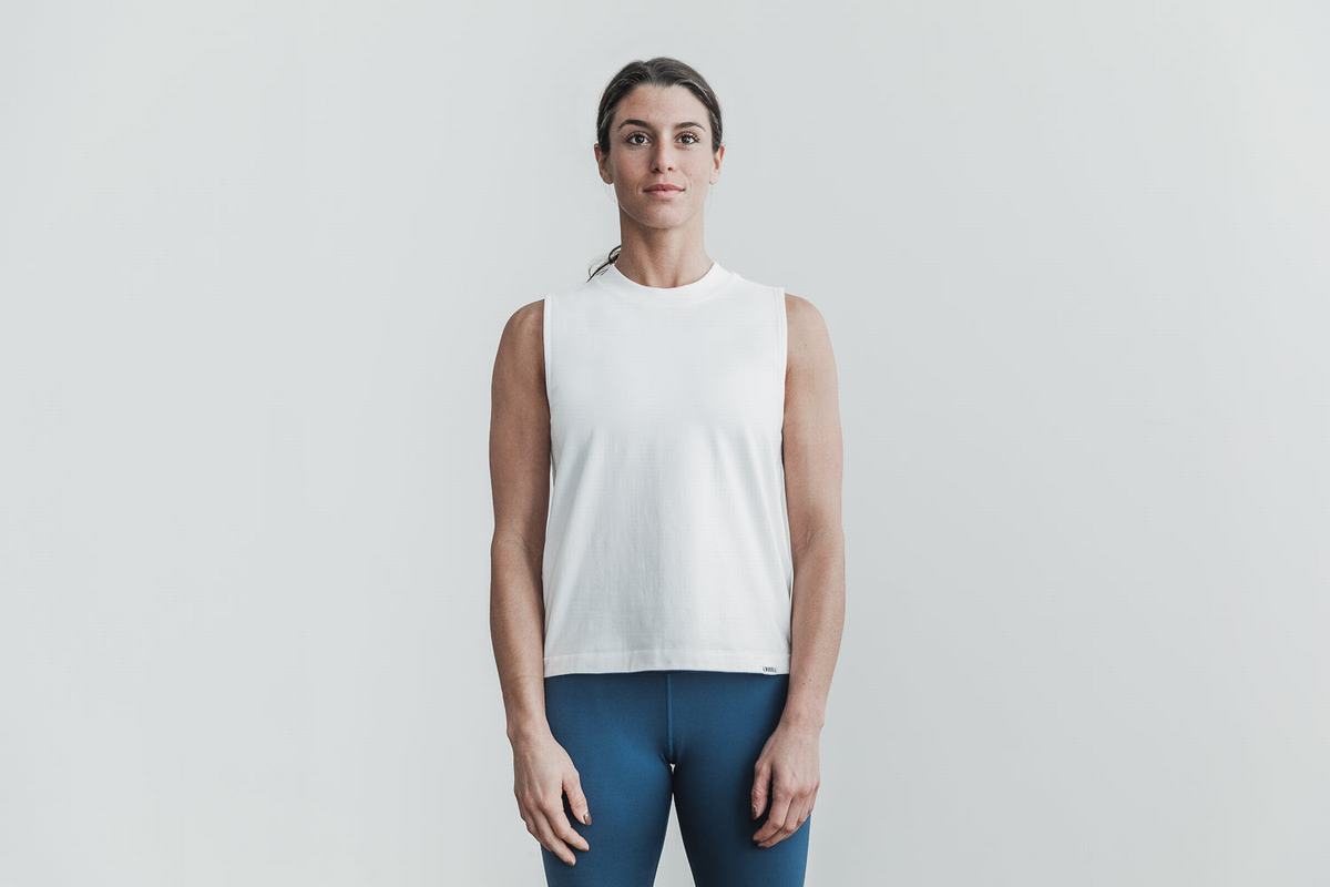 T-Shirt Nobull Heavyweight Sans Manches Femme Blanche | OK7695804