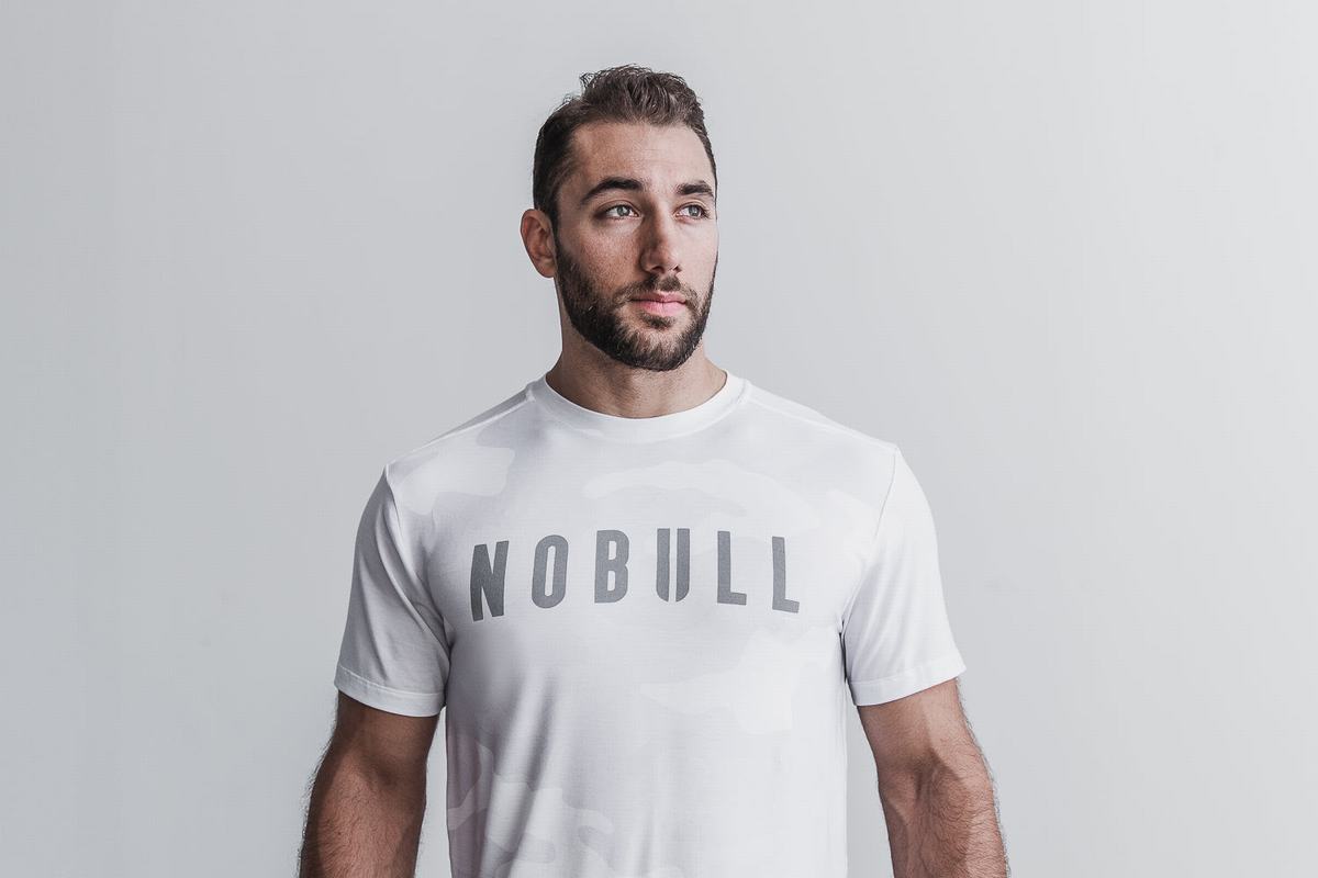 T-Shirt Nobull Homme Blanche Camouflage | SL4826510
