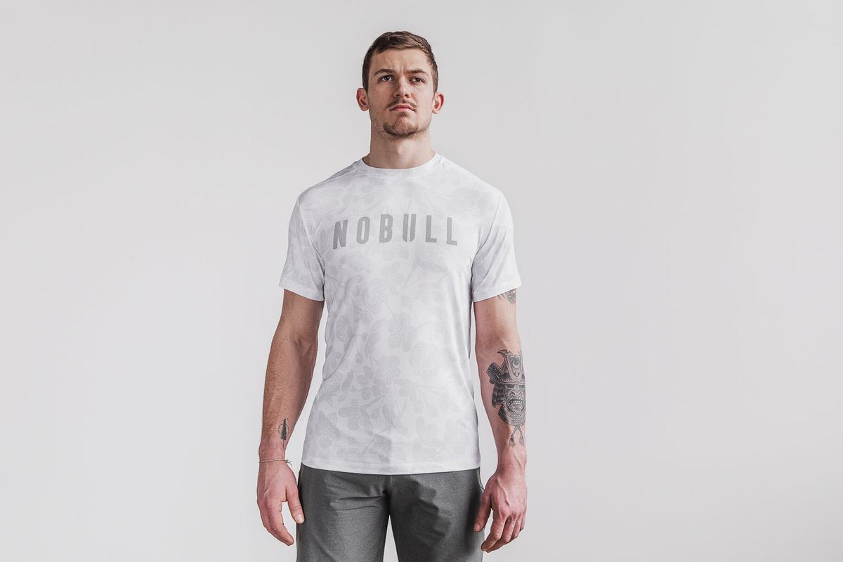 T-Shirt Nobull Homme Blanche Rose | GE2087345