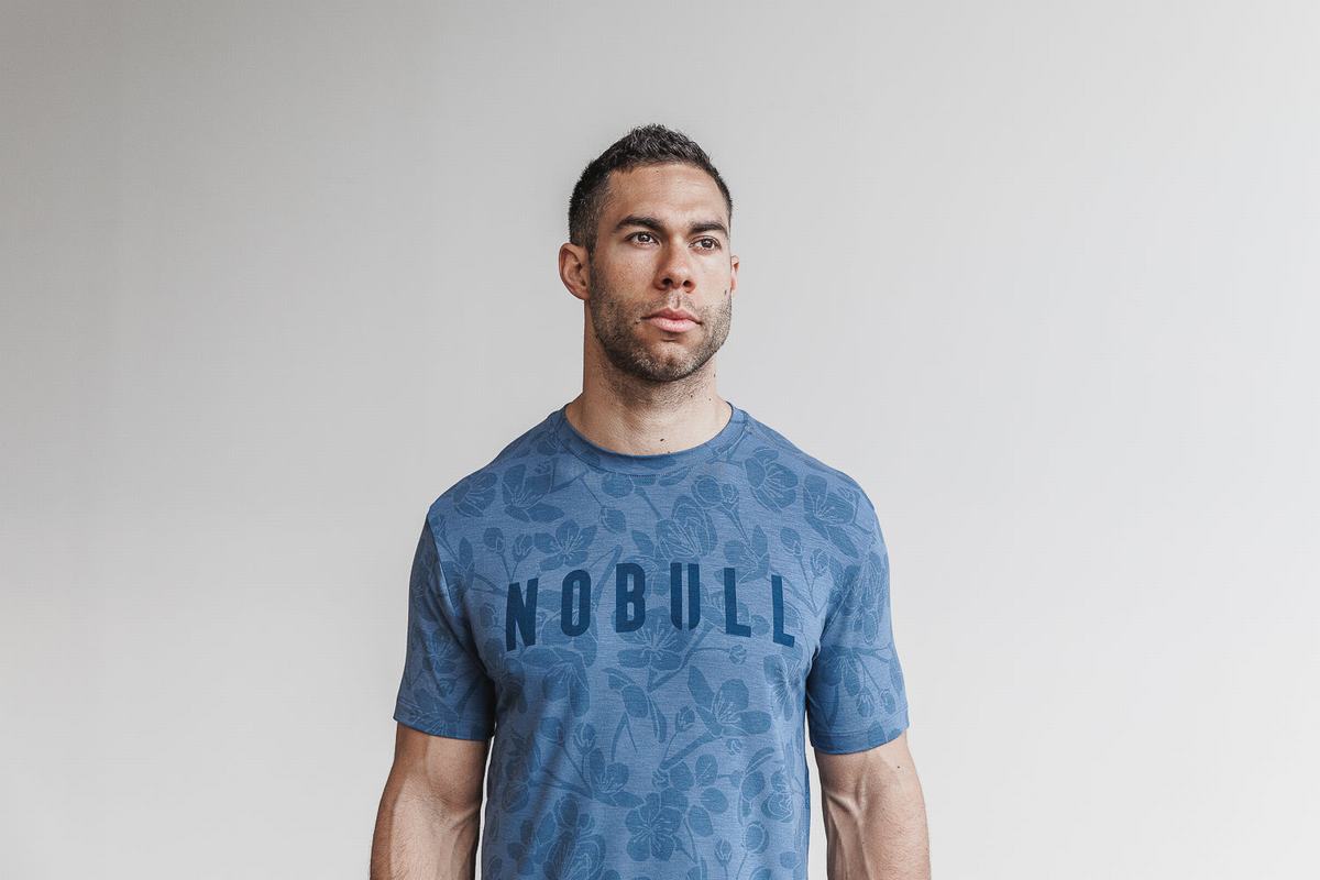 T-Shirt Nobull Homme Bleu Rose | LO0239814