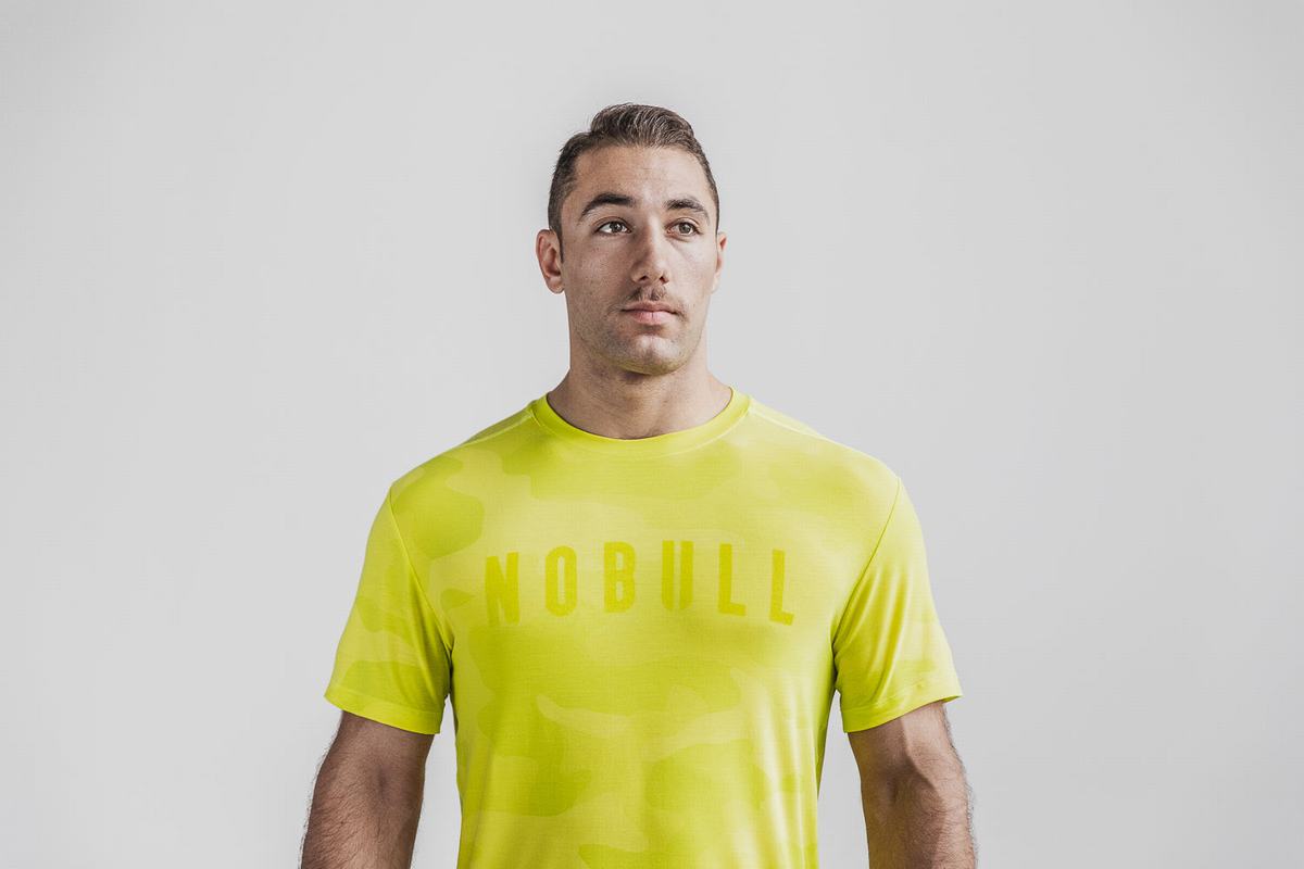 T-Shirt Nobull Homme Jaune Camouflage | CU1679842