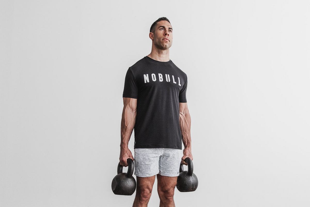 T-Shirt Nobull Homme Noir Blanche | TG0398725