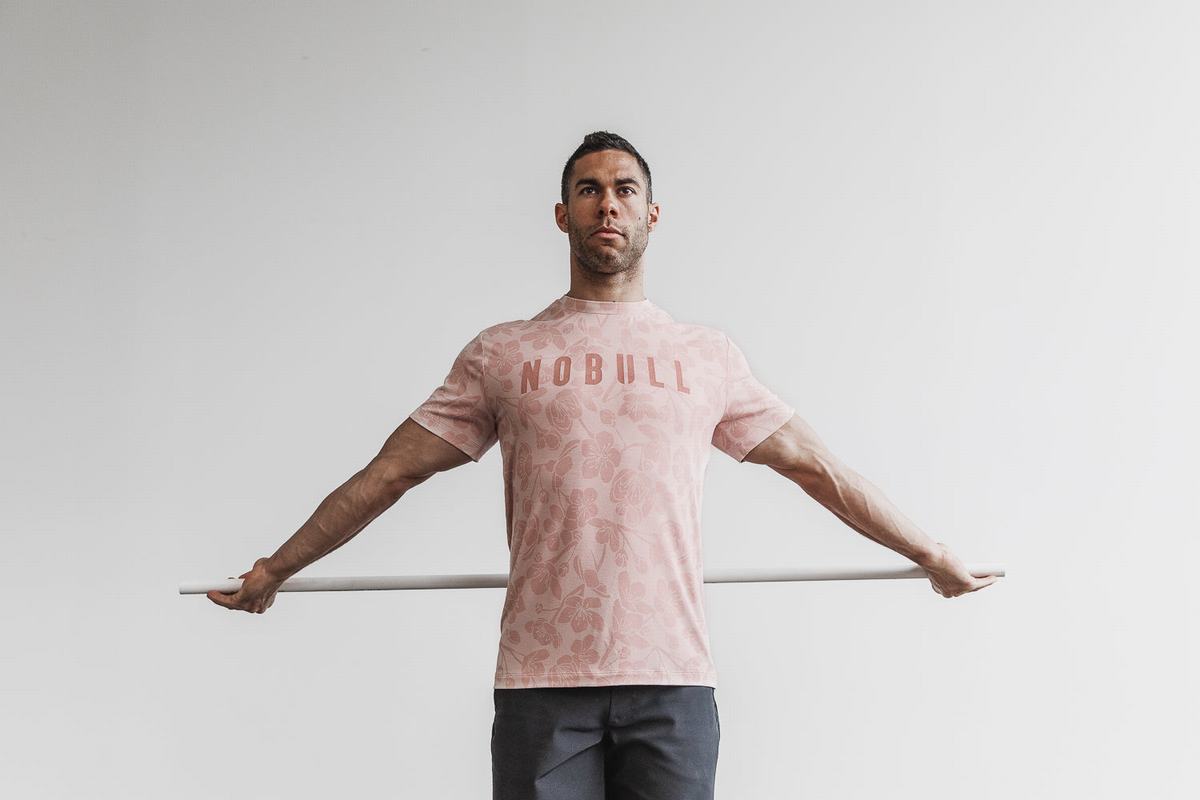 T-Shirt Nobull Homme Rose Rose | FE7841963