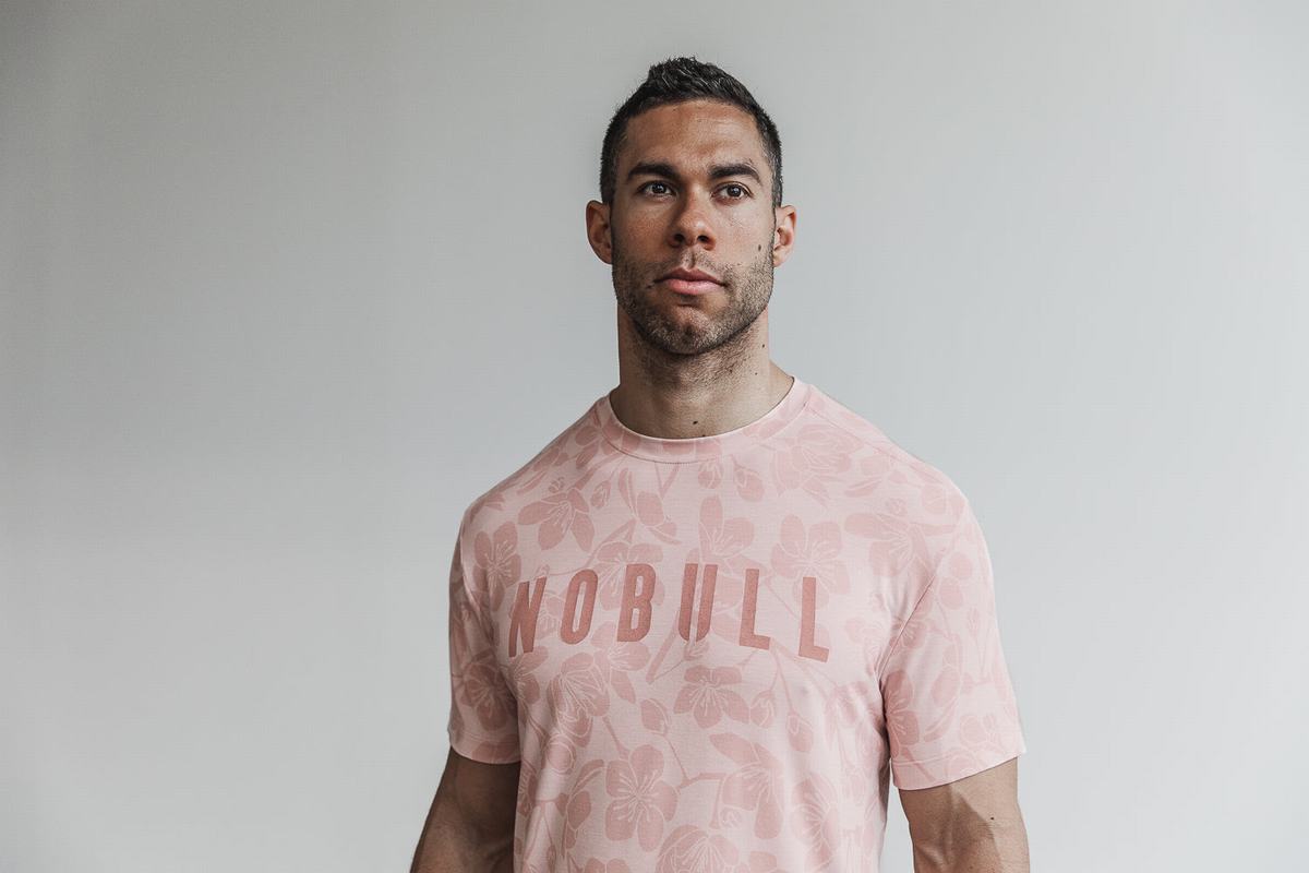 T-Shirt Nobull Homme Rose Rose | FE7841963