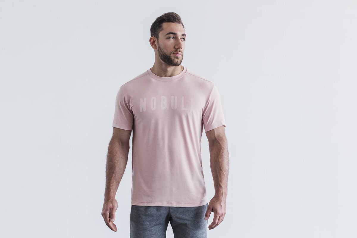 T-Shirt Nobull Homme Rose | VJ7910628