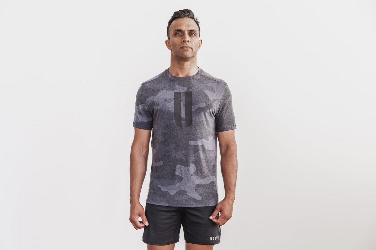 T-Shirt Nobull Horns Homme Grise Camouflage | GN5372489