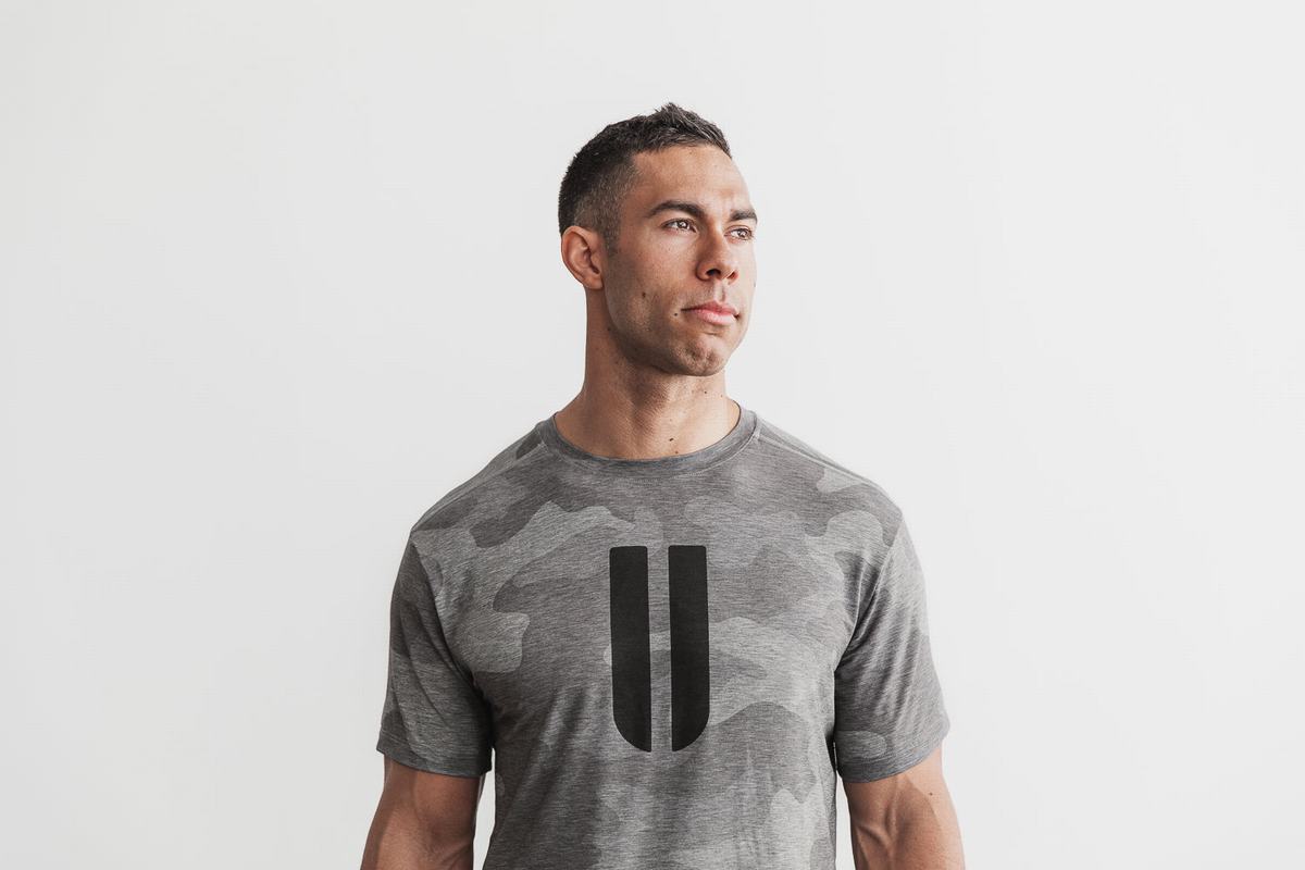 T-Shirt Nobull Horns Homme Grise Camouflage | WC8796231