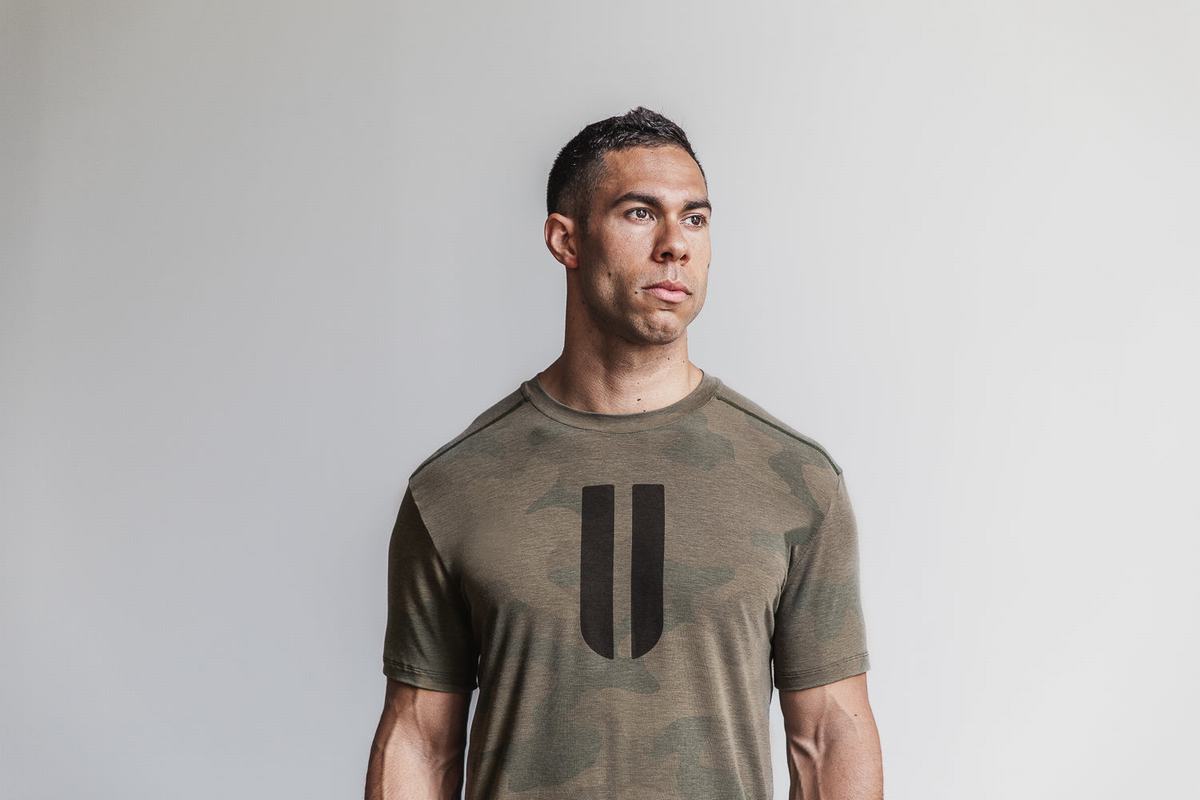 T-Shirt Nobull Horns Homme Vert Camouflage | NR9536274