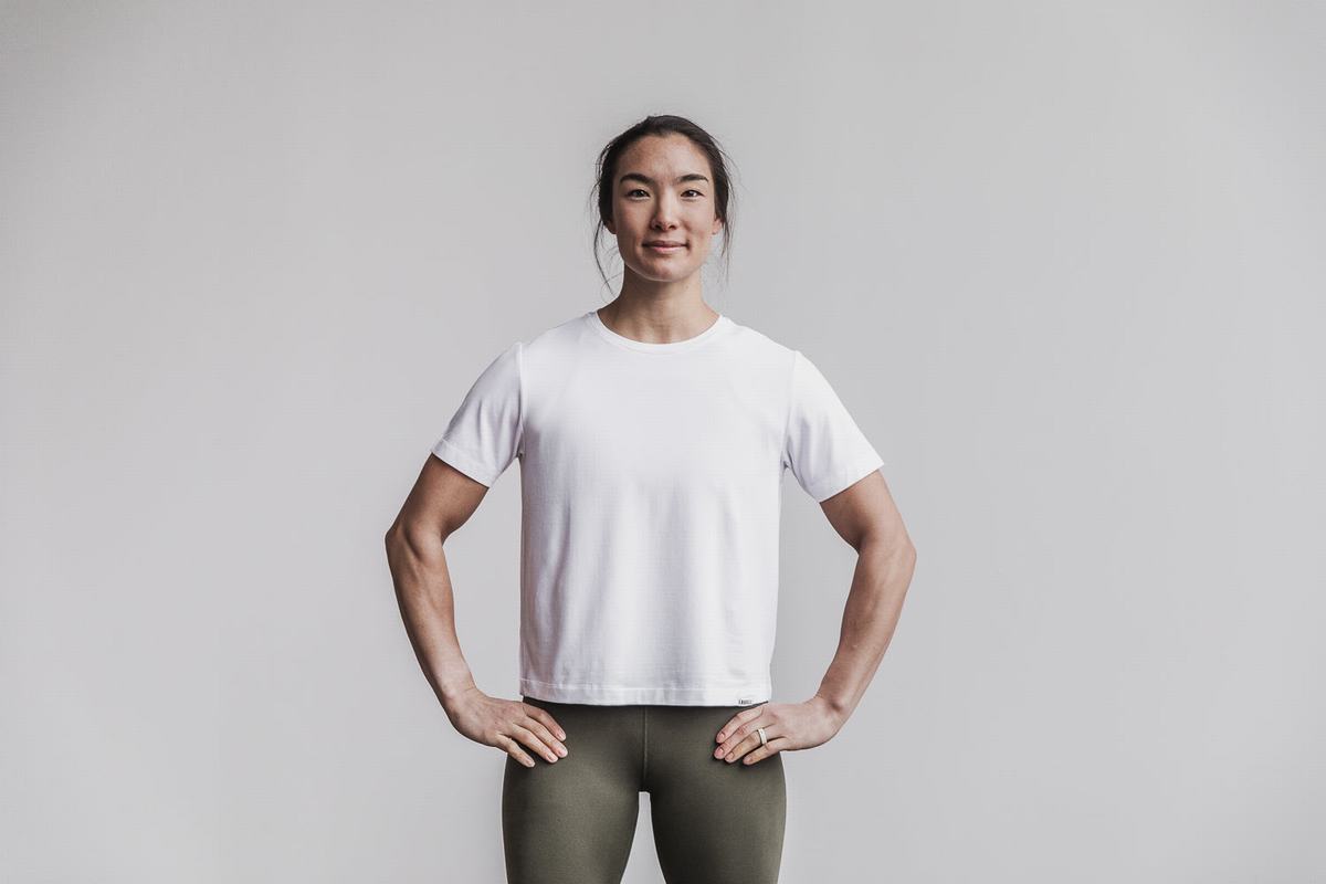 T-Shirt Nobull Lightweight Boxy Femme Blanche | QA4029836