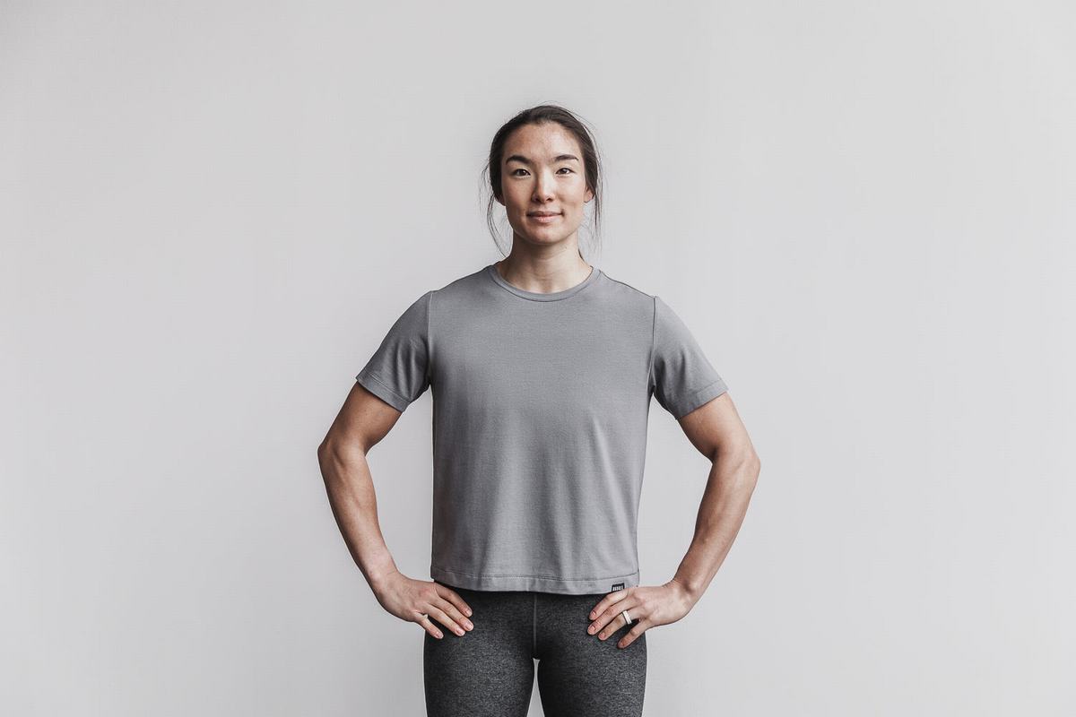 T-Shirt Nobull Lightweight Boxy Femme Grise Foncé | AN3810962
