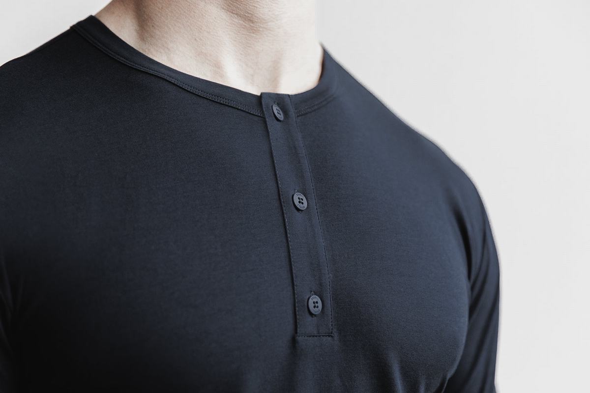T-Shirt Nobull Lightweight Henley Homme Bleu Marine | GM8630915