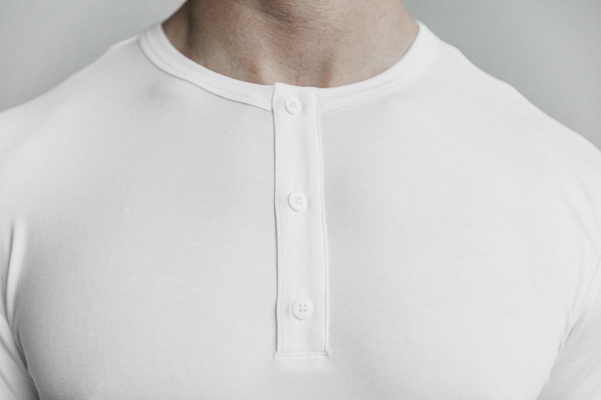 T-Shirt Nobull Lightweight Henley Homme Blanche | RN5497260