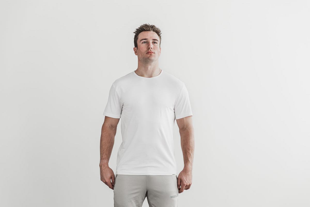 T-Shirt Nobull Lightweight Homme Blanche | XP9048563