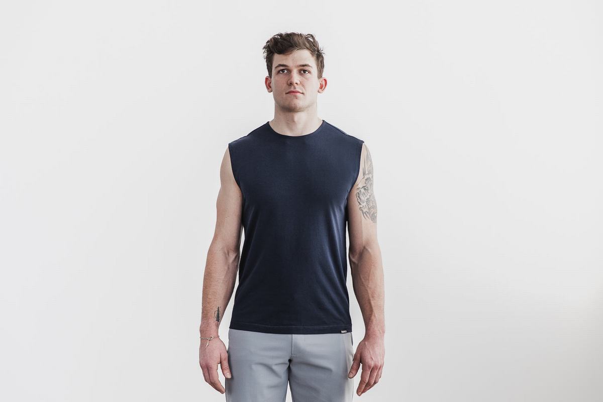 T-Shirt Nobull Lightweight Sans Manches Homme Bleu Marine | HI6073548