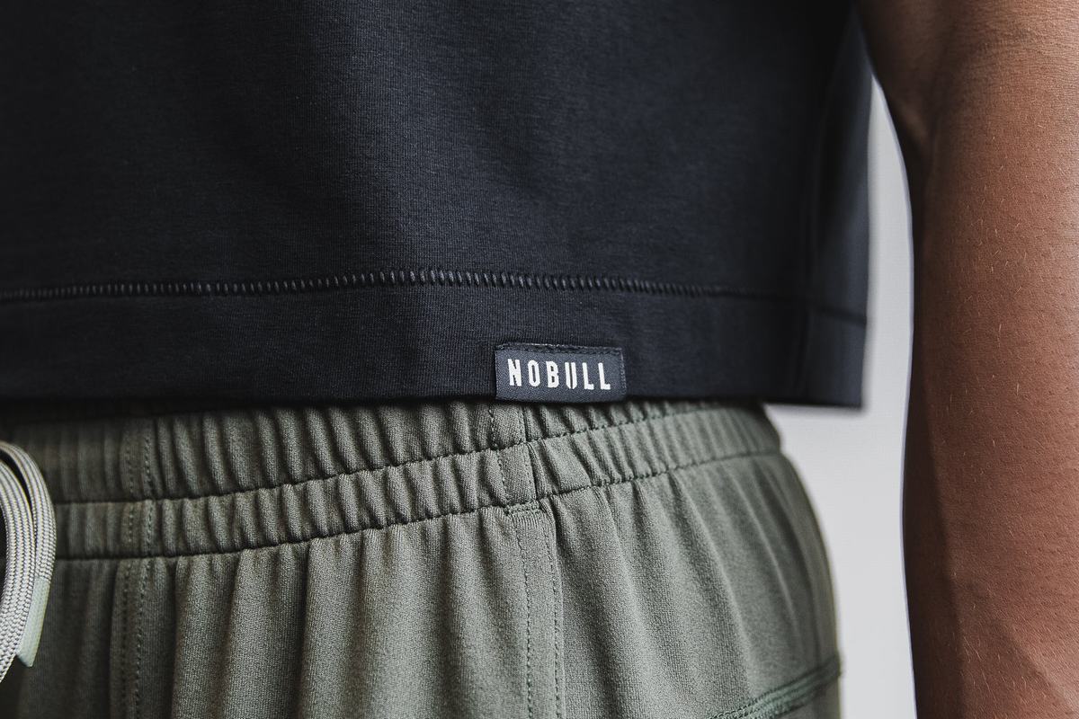 T-Shirt Nobull Lightweight Sans Manches Crop Femme Noir | JA4670213
