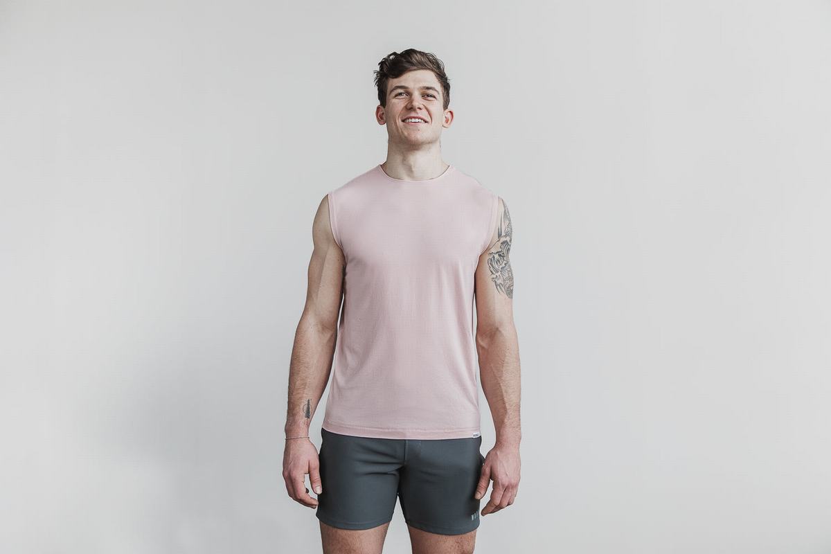 T-Shirt Nobull Lightweight Sans Manches Homme Rose | YQ8410635