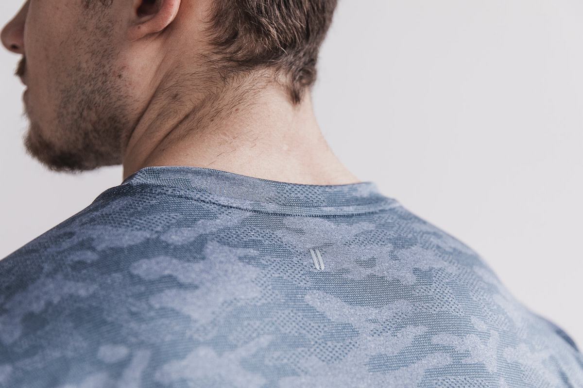 T-Shirt Nobull Lightweight Textured Homme Bleu Camouflage | DS5637842