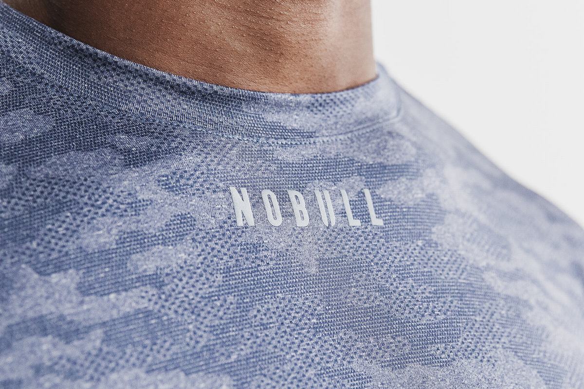 T-Shirt Nobull Lightweight Textured Homme Bleu Marine Camouflage | QI5431807
