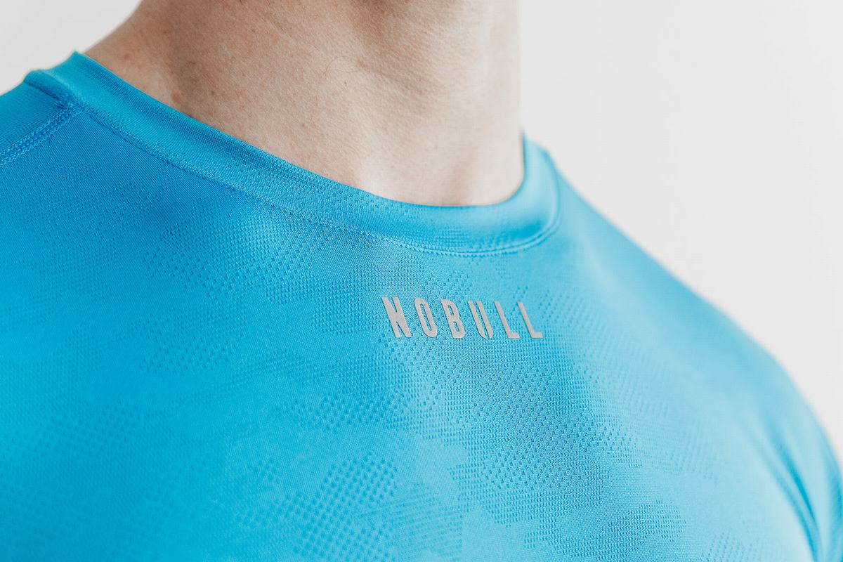 T-Shirt Nobull Lightweight Textured Homme Bleu Camouflage | QN3082156