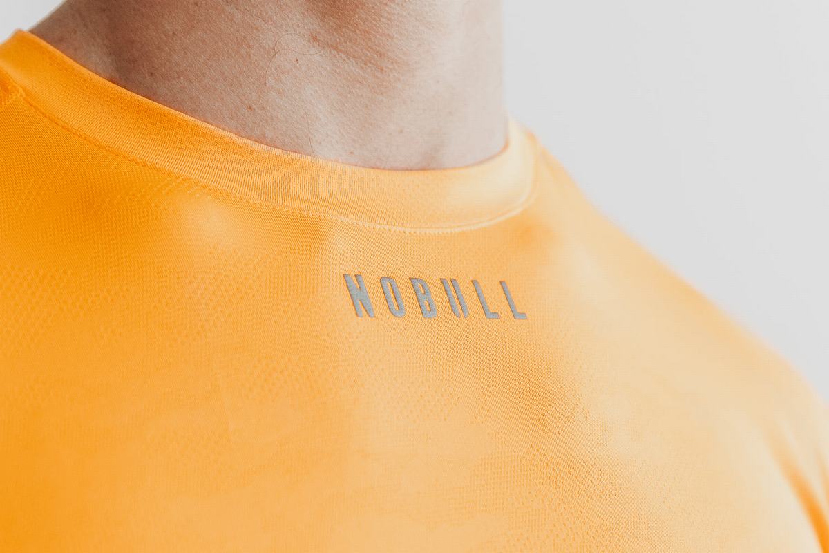 T-Shirt Nobull Lightweight Textured Homme Orange Camouflage | RS4209786