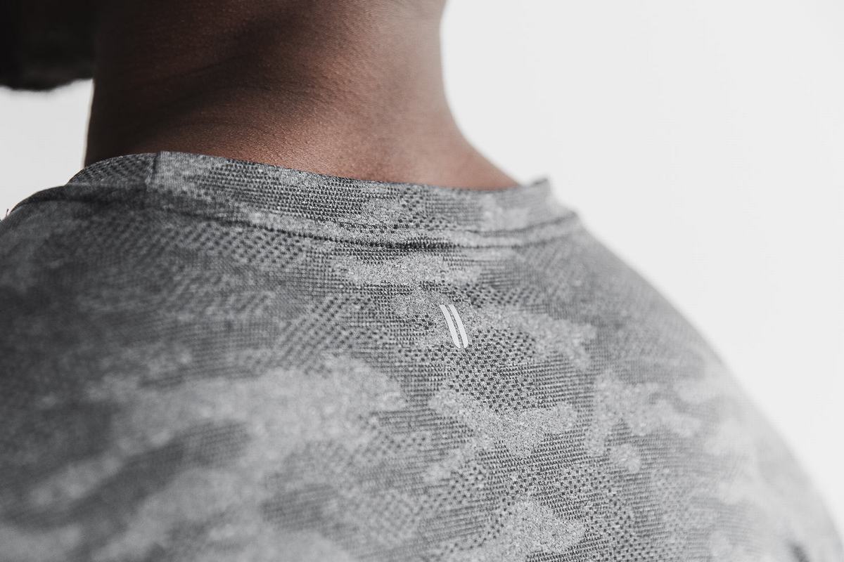 T-Shirt Nobull Lightweight Textured Homme Noir Camouflage | TE4690218