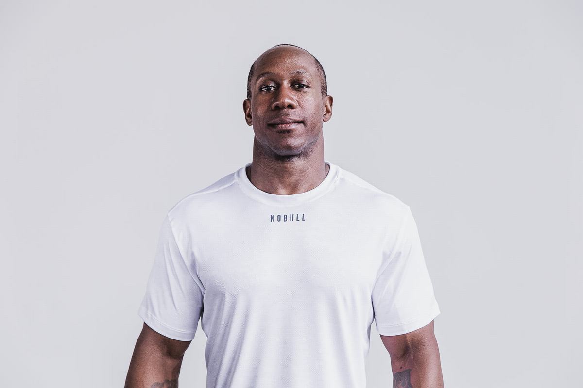 T-Shirt Nobull Lightweight Textured Homme Blanche Camouflage | UO0819654