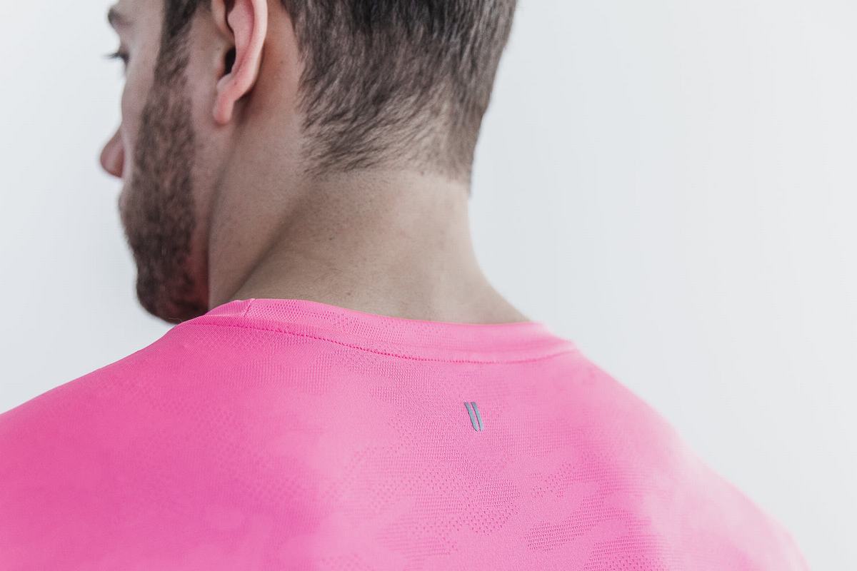 T-Shirt Nobull Lightweight Textured Homme Rose Camouflage | ZF1542809