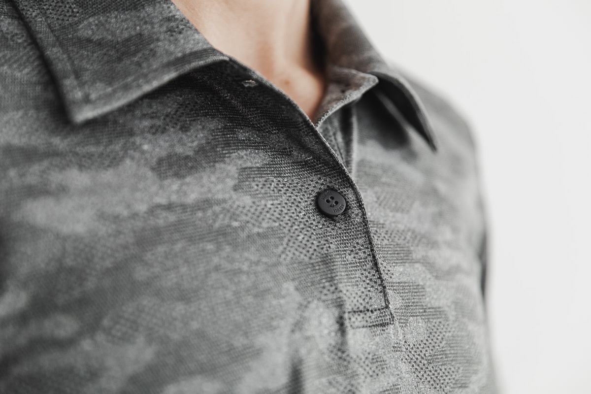 T-Shirt Nobull Lightweight Textured Polo Femme Noir Camouflage | DK7386541