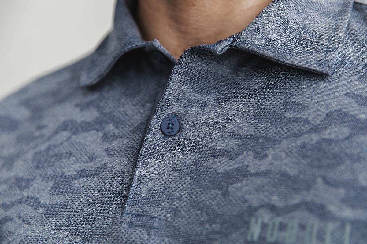 T-Shirt Nobull Lightweight Textured Polo Homme Bleu Marine Camouflage | EM2496318
