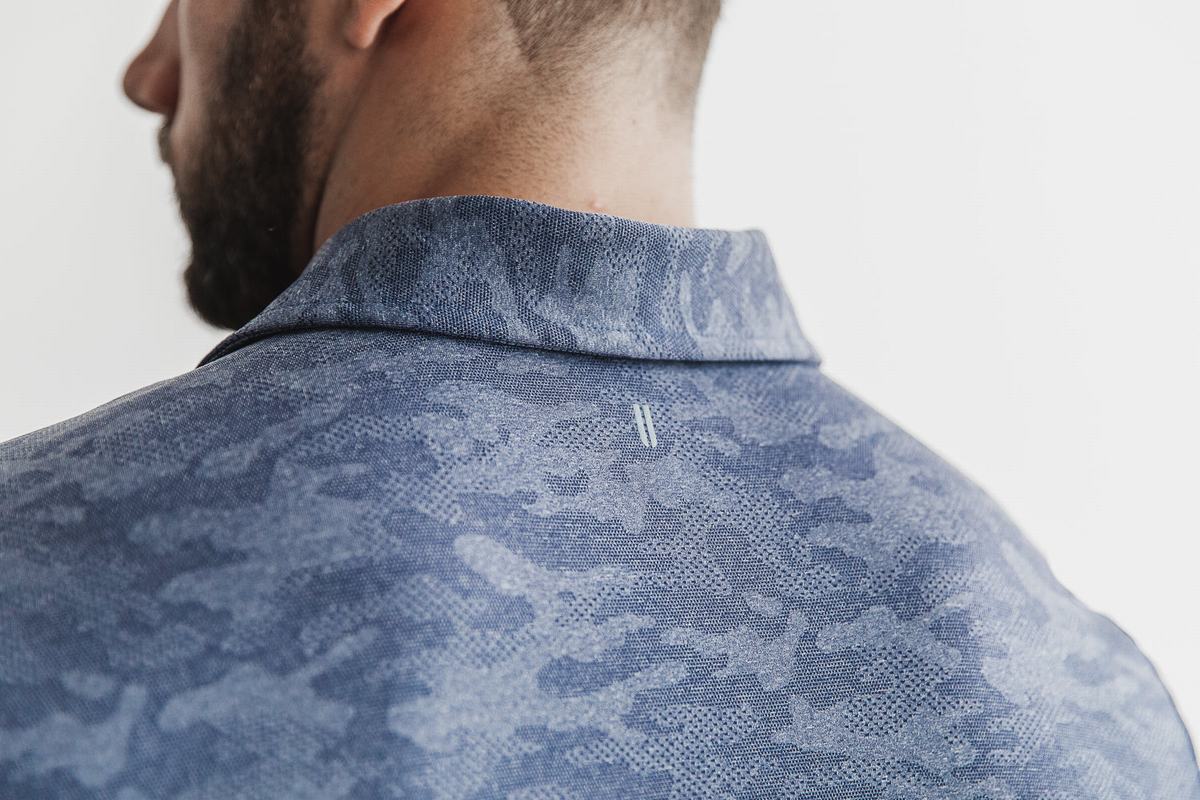 T-Shirt Nobull Lightweight Textured Polo Homme Bleu Marine Camouflage | EM2496318
