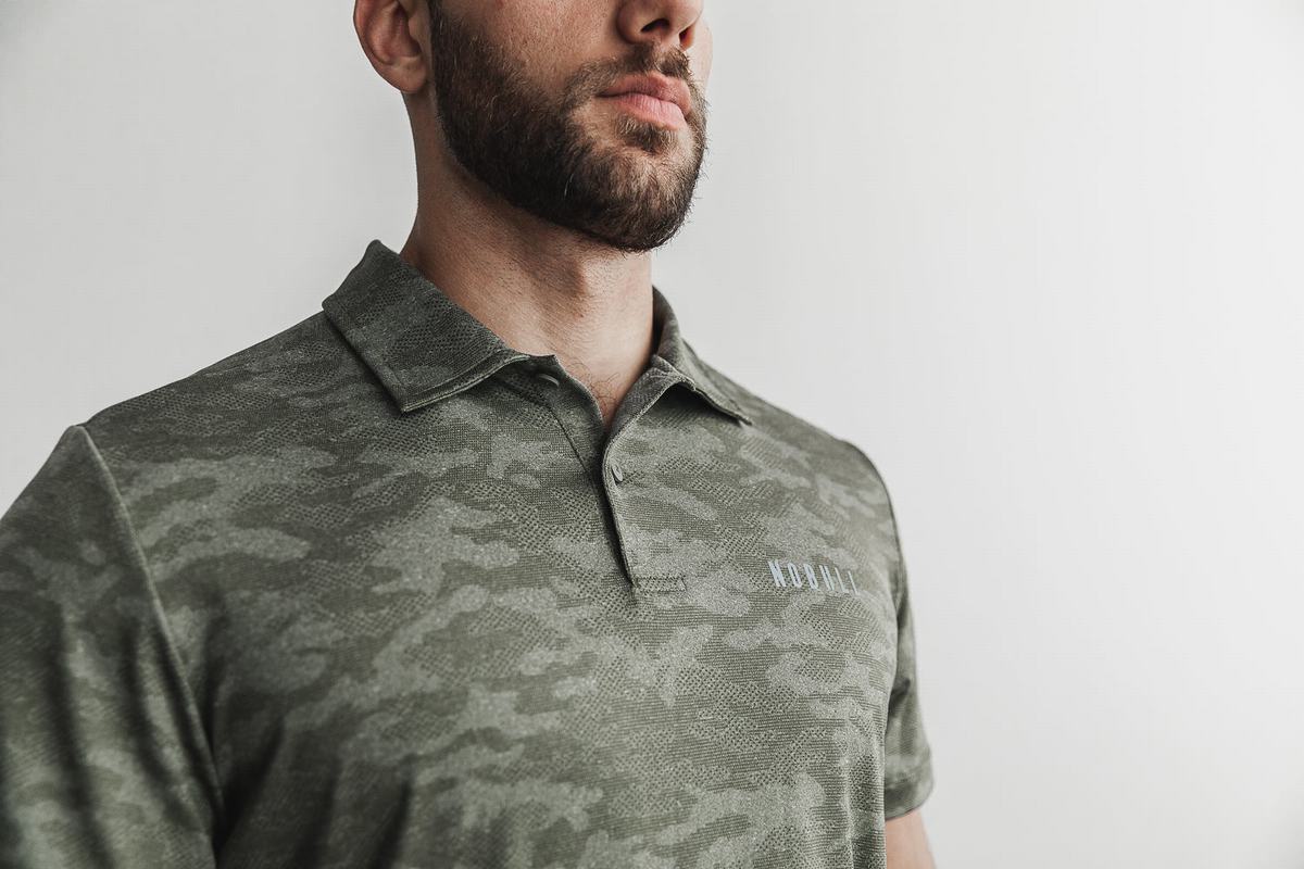T-Shirt Nobull Lightweight Textured Polo Homme Camouflage | JU0372159