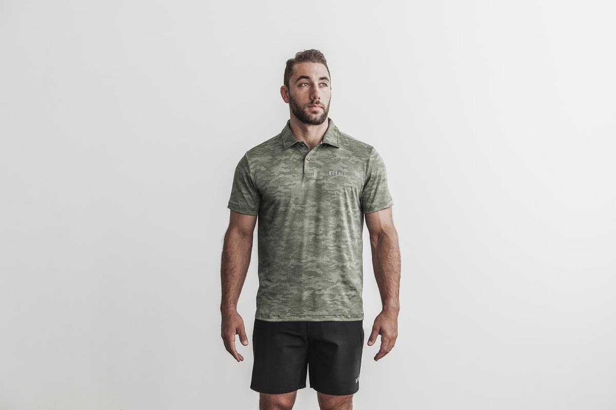 T-Shirt Nobull Lightweight Textured Polo Homme Camouflage | JU0372159