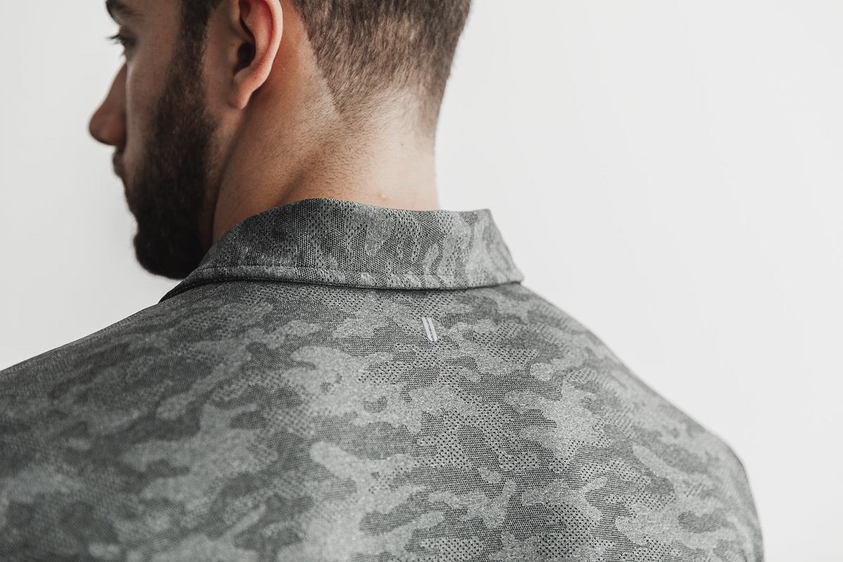 T-Shirt Nobull Lightweight Textured Polo Homme Noir Camouflage | RA2469587