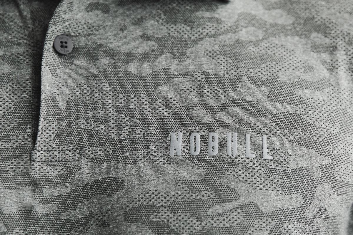 T-Shirt Nobull Lightweight Textured Polo Homme Noir Camouflage | RA2469587