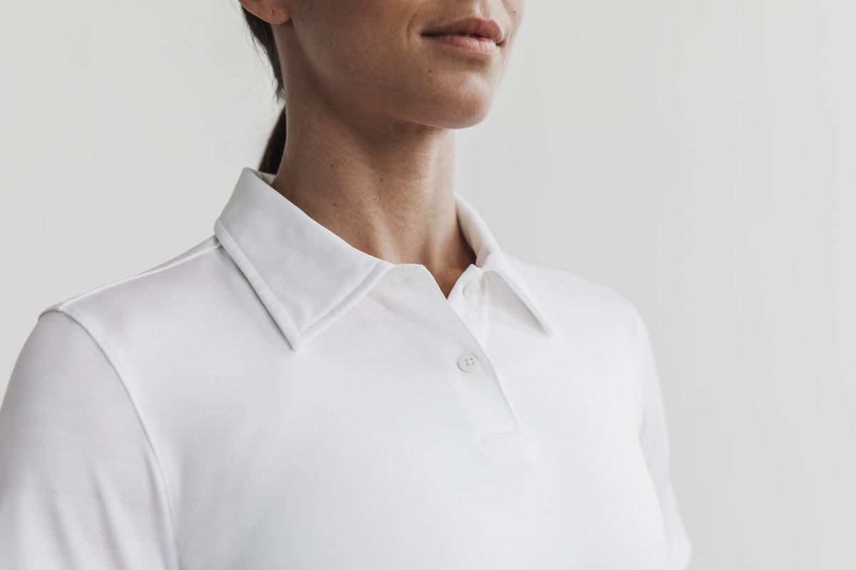 T-Shirt Nobull Lightweight Textured Polo Femme Blanche Camouflage | UT8124367