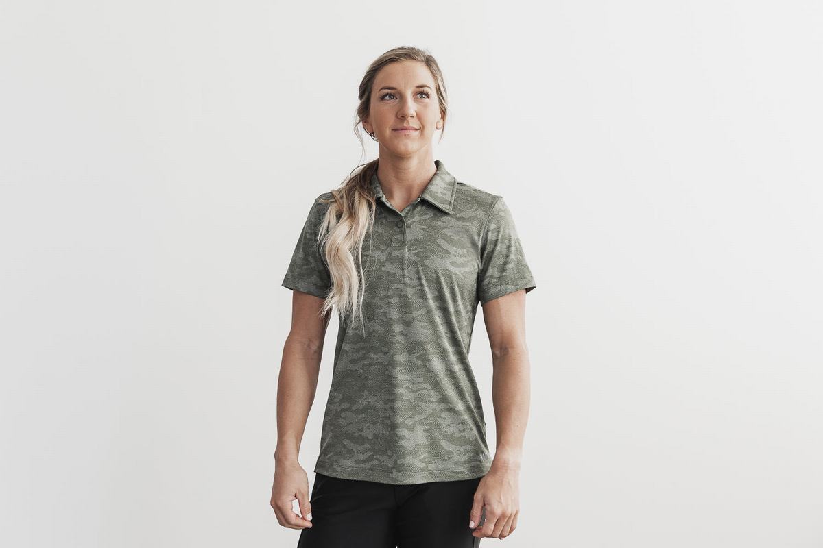 T-Shirt Nobull Lightweight Textured Polo Femme Camouflage | YL4816375