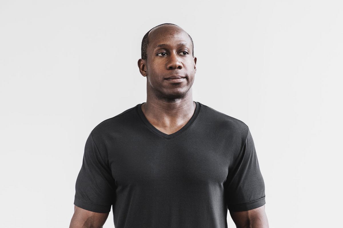 T-Shirt Nobull Lightweight V-Neck Homme Noir | HT4382561